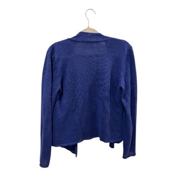Eileen Fisher Open Knit Drape Cardigan Purple Blue Linen Size Petite Mesium - Picture 2 of 6